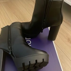 Size 7 leather black shoe boots. Never worn